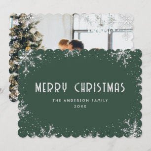 Tarjeta de Navidad con Foto de Copo de Nieve Plate