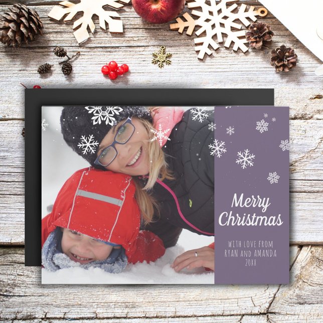 Tarjeta de Navidad con Foto de Copo de Nieve Simpl (Subido por el creador)