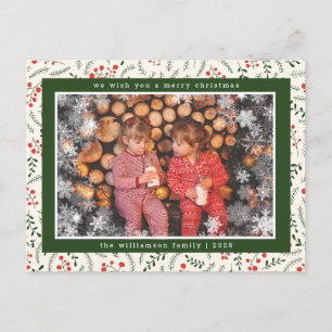 Tarjeta de Navidad con Foto de Copos de Nieve