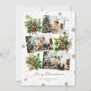 Tarjeta de Navidad con foto de copos de nieve de b