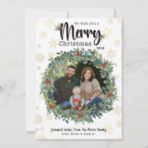 Tarjeta de Navidad con Foto de Copos de Nieve Dora