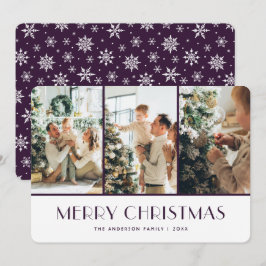 Tarjeta de Navidad con Foto de Copos de Nieve Mora