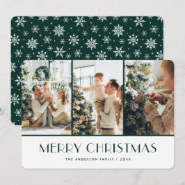 Tarjeta de Navidad con Foto de Copos de Nieve Verd