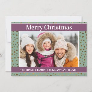 Tarjeta de Navidad con foto de copos de nieve verd
