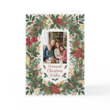 Tarjeta de Navidad con Foto de Corona de Bayas de