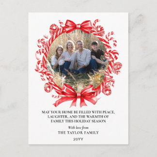 Tarjeta de Navidad con Foto de Corona de Caramelo