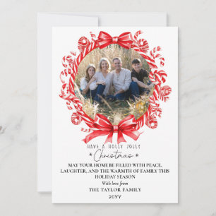 Tarjeta de Navidad con Foto de Corona de Caramelo 
