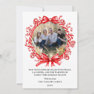 Tarjeta de Navidad con Foto de Corona de Caramelo