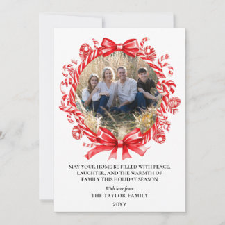Tarjeta de Navidad con Foto de Corona de Caramelo