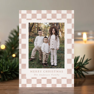 Tarjeta de Navidad con Foto de Cuadrillé Rosa Polv