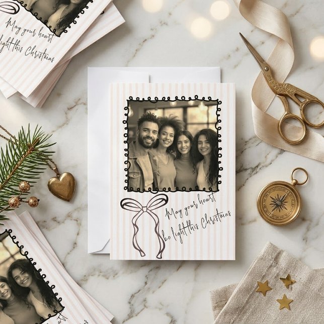 Tarjeta de Navidad con Foto de Cuadro Doodle Arco  (Subido por el creador)