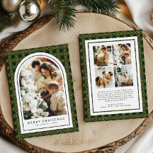 Tarjeta de Navidad con Foto de Cuadros Verdes Amar