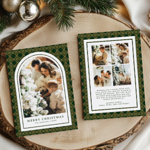 Tarjeta de Navidad con Foto de Cuadros Verdes Amar