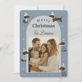 Tarjeta de Navidad con Foto de Dachshund Adorable 