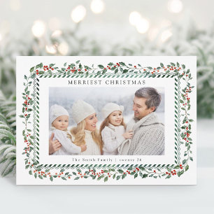 Tarjeta de Navidad con foto de elegante bayas de a
