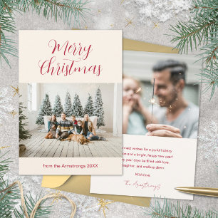 Tarjeta de Navidad con foto de elegante escritura
