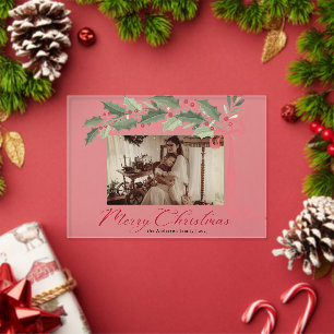 Tarjeta de Navidad con foto de elegante follaje de