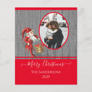 Tarjeta de Navidad con Foto de Elfo Vintage Rústic
