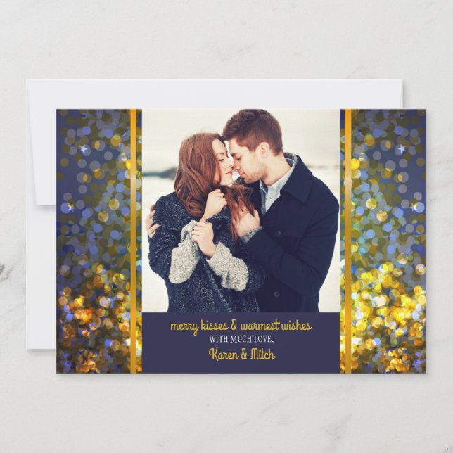 Tarjeta de Navidad con Foto de Estilo Festivo (Anverso)