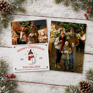 Tarjeta de Navidad con Foto de Familia de Muñeco d