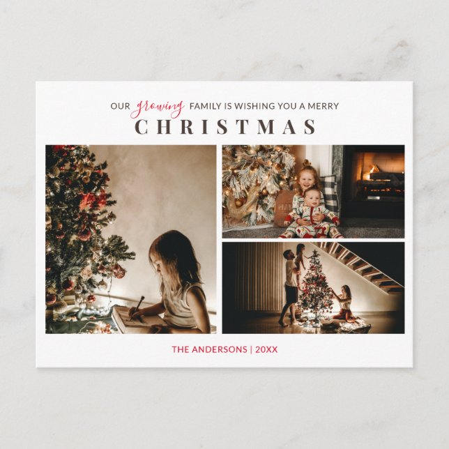 Tarjeta de Navidad con foto de Familia en Crecimie (Anverso)