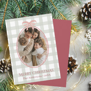 Tarjeta de Navidad con Foto de Familia en Cuadro d