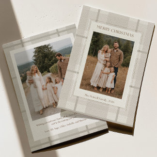 Tarjeta de Navidad con Foto de Familia en Cuadros