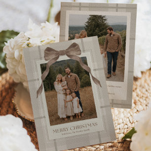 Tarjeta de Navidad con Foto de Familia en Cuadros