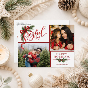 Tarjeta de Navidad con Foto de Familia Feliz 2