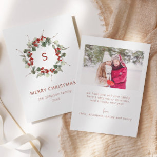 Tarjeta de Navidad con Foto de Familia Inicial Ele