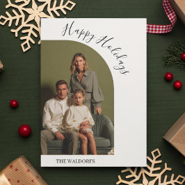 Tarjeta de Navidad con Foto de Familia Moderna 