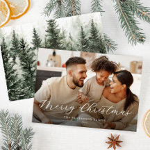 Tarjeta de Navidad con Foto de Familia Moderna en 