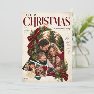 Tarjeta de Navidad con Foto de Familia Moderna | P