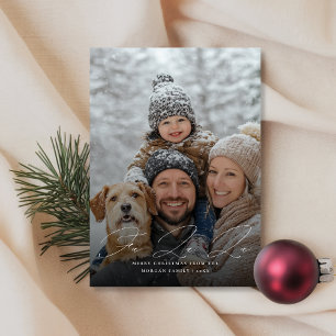Tarjeta de Navidad con Foto de Familia Nevada con