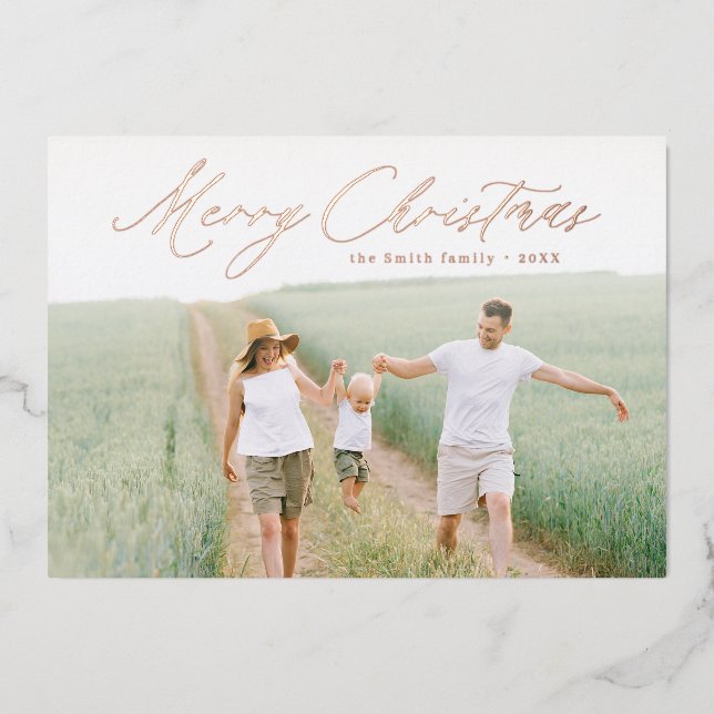 Tarjeta de Navidad con Foto de Feliz Navidad con L (Anverso)