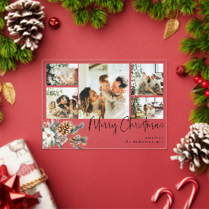 Tarjeta de Navidad con Foto de Foliaje Botánico El