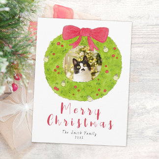 Tarjeta de Navidad con Foto de Gato