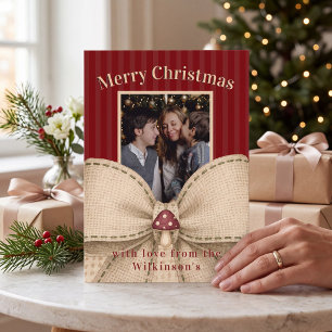 Tarjeta de Navidad con foto de granja con hongo 
