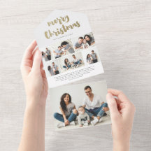 Tarjeta de Navidad con Foto de Guión Dorado