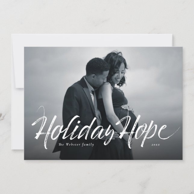 Tarjeta de Navidad con foto de guión moderno Esper (Anverso)