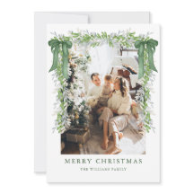 Tarjeta de Navidad con Foto de Guirnalda de Lazo V