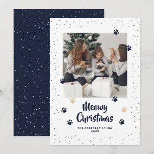 Tarjeta de Navidad con Foto de Huellas de Gato Azu