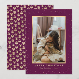 Tarjeta de Navidad con Foto de Huellas de Perro Ga