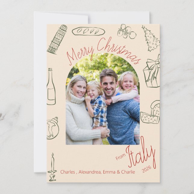 Tarjeta de Navidad con Foto de Italia (Anverso)