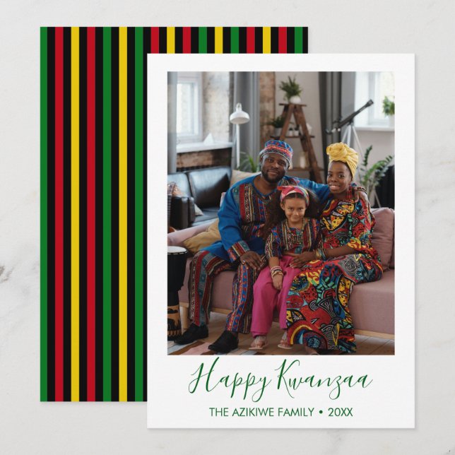 Tarjeta de Navidad con Foto de Kwanzaa (Anverso / Reverso)