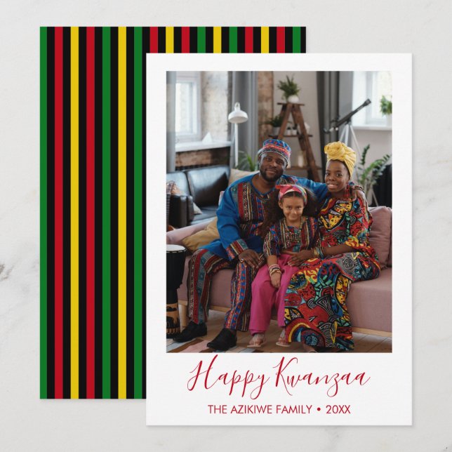 Tarjeta de Navidad con Foto de Kwanzaa (Anverso / Reverso)