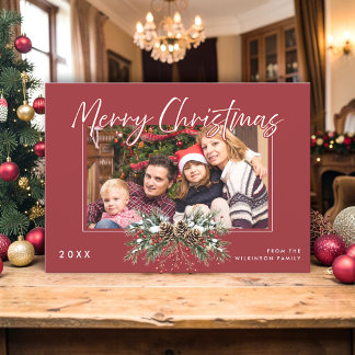 Tarjeta de Navidad con Foto de la Familia del Piño