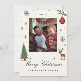 Tarjeta de Navidad con Foto de la Familia Elegante