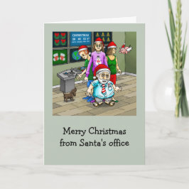 Tarjeta de Navidad con foto de la oficina de Santa