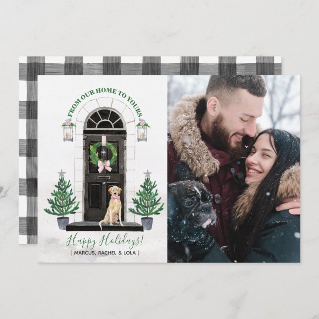 Tarjeta de Navidad con foto de Labrador Retriever  (Anverso / Reverso)